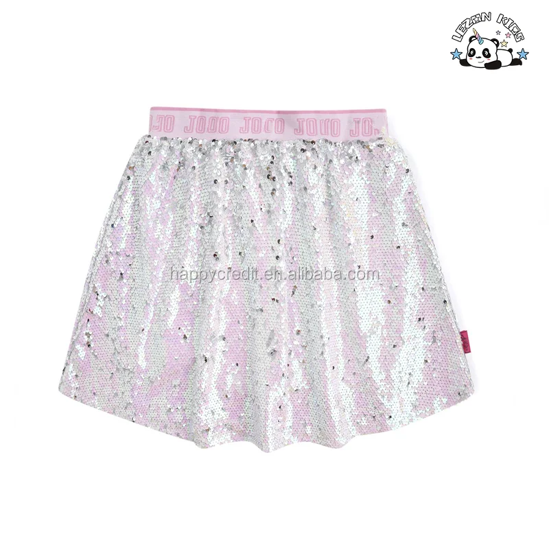 LEZONKIDS - Custom 2-12 Years Girls Pleated Pink Reversible Flip Sequin Skirt